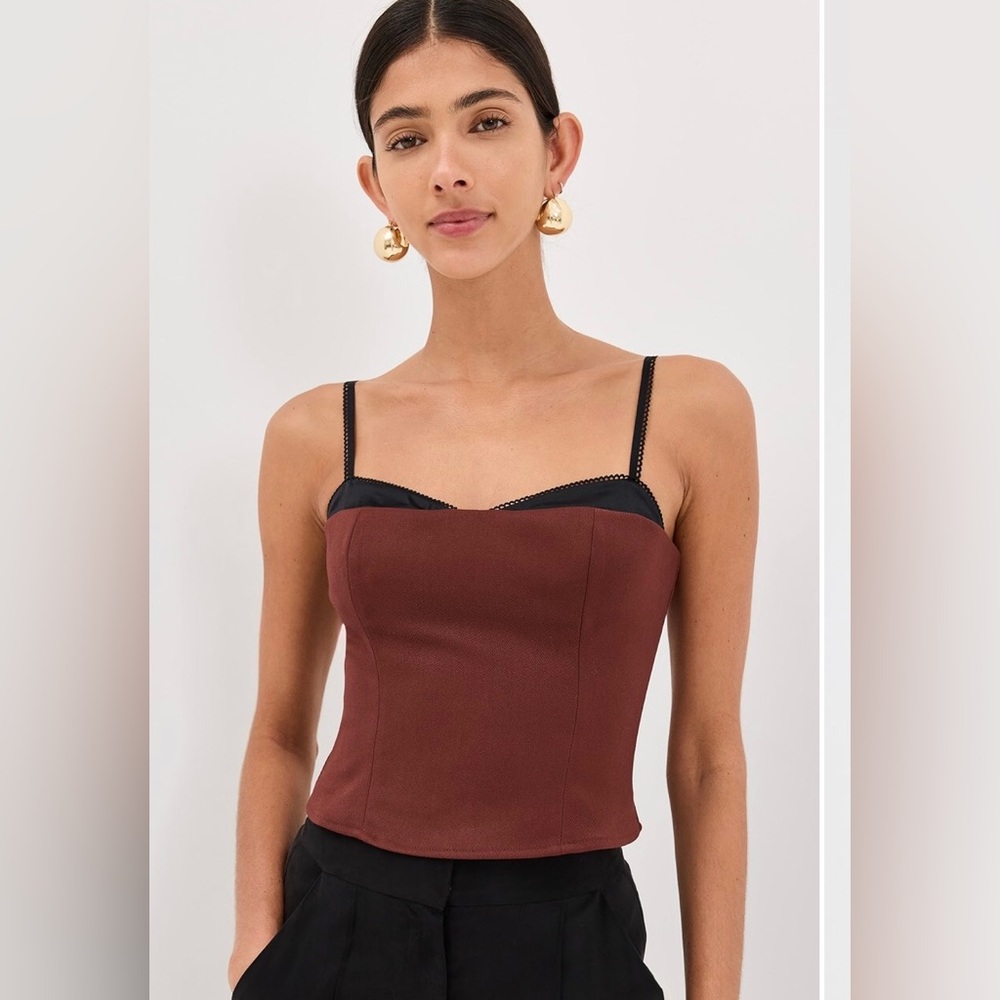 Anthropologie Reformation Melanie Brown and Black Spaghetti Strap Top Size 4